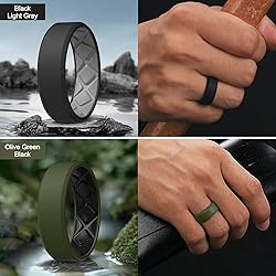 Egnaro Men's Silicone Rings, 7.5mm Wide 2.5mm Thick