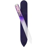 GLADZY 3D Czech Glass Nail File with Case &ndash; Crystal Nail File for Natural Nails, Double Sided Dual Grit Coarse &amp; Smooth Etched Surface, Comfort 3D Grip Handle, Professional Manicure Tool, Made in EU