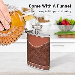 LHD HOME Hip Flasks for Men 8oz Leather Flask Gift