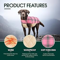 Kuoser Warm Dog Coat, Waterproof Dog Jacket for