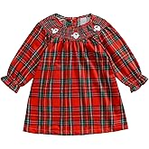 Toddler Smocked Christmas Dress Baby Girl Christmas Outfit Vintage Princess Plaid Dresses Cute Clothes
