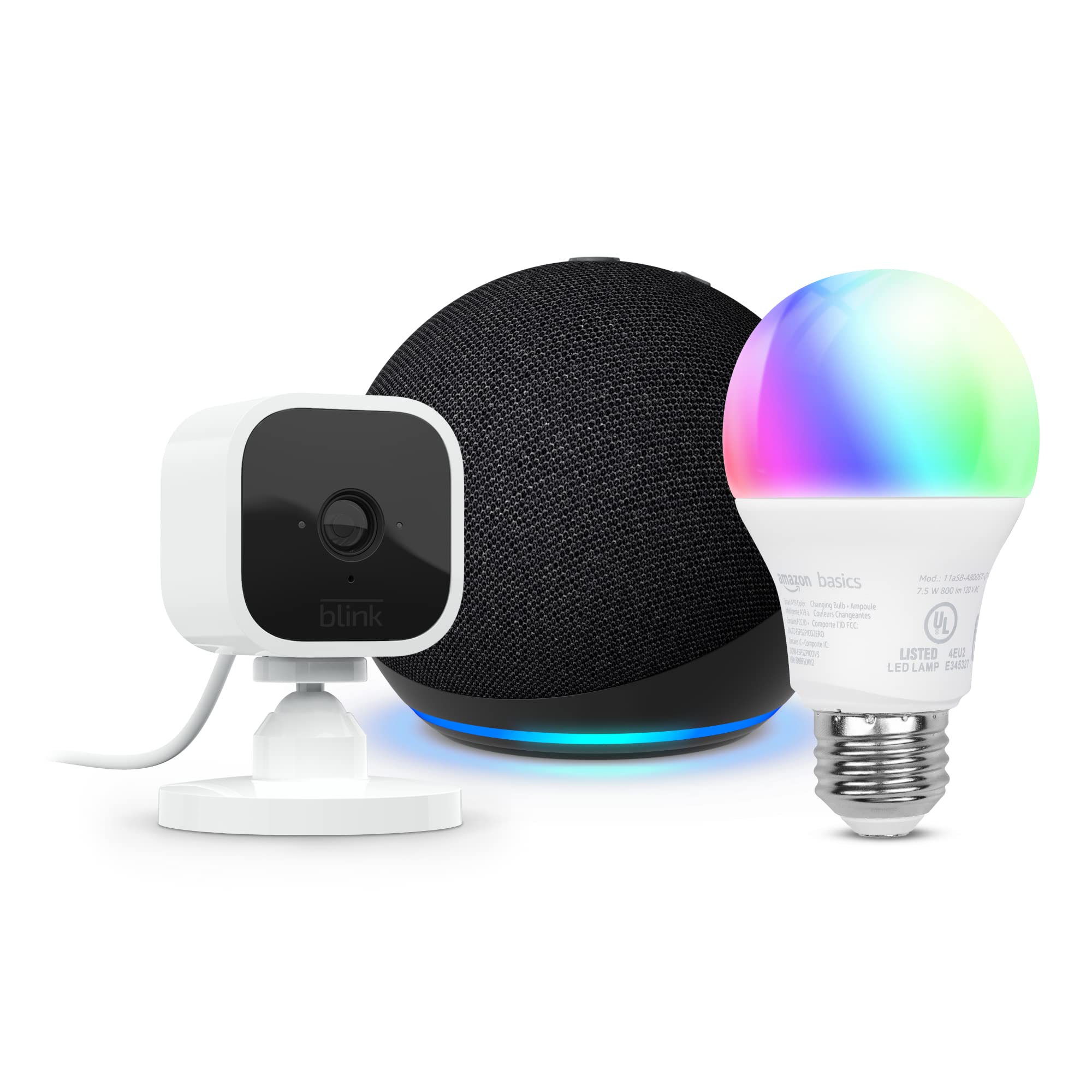 AllNew Echo Dot (5th Gen, 2022 release) Charcoal with Blink Indoor Mini Camera + Amazon