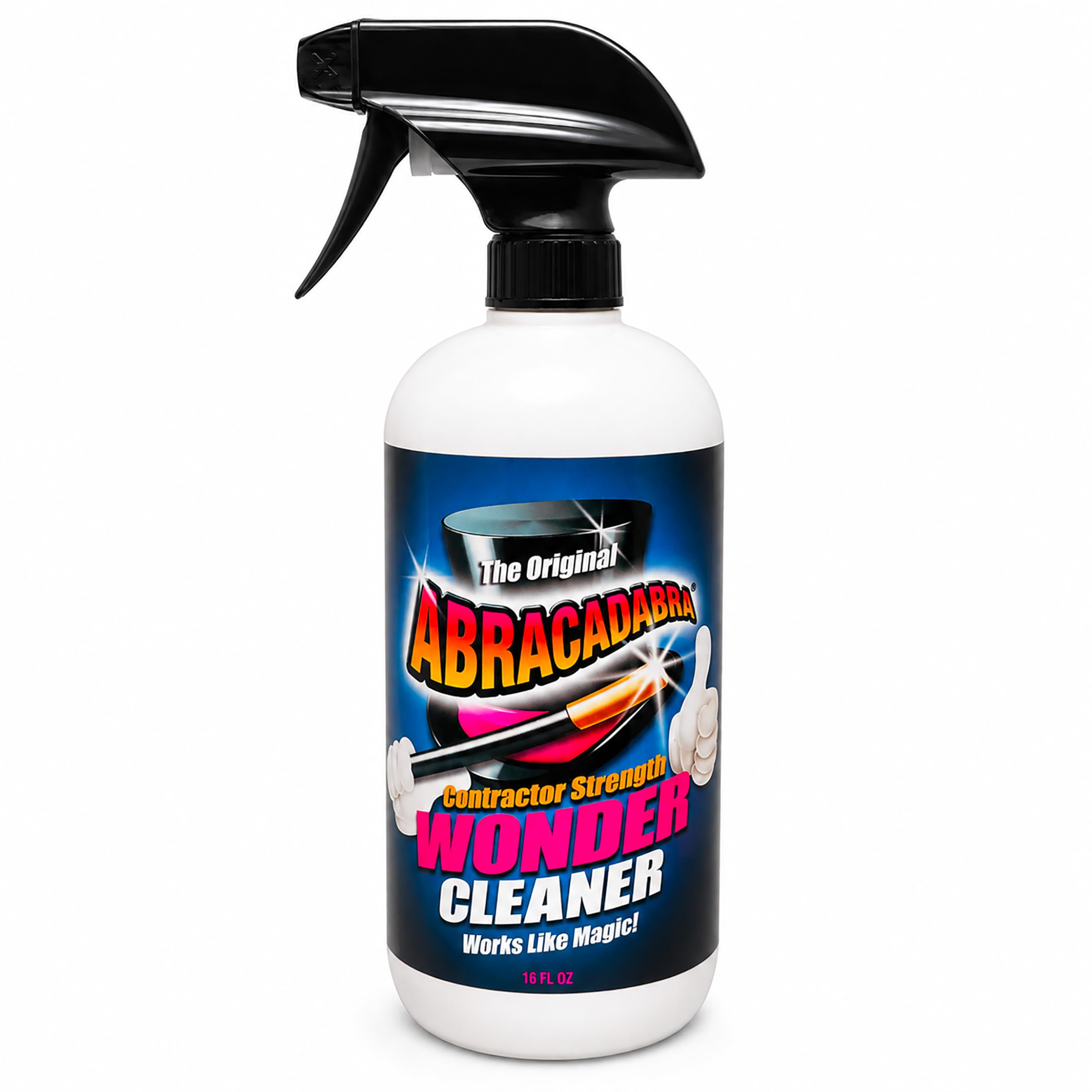 Abracadabra® Wonder Cleaner Spray 16 oz - As Seen on TV Contractor Strength Adhesive, Tar, Gum, Sap & Sticker Remover - Citrus Cleaner for Cars, Garage Floors, Concrete, Tile, Metal & Wood