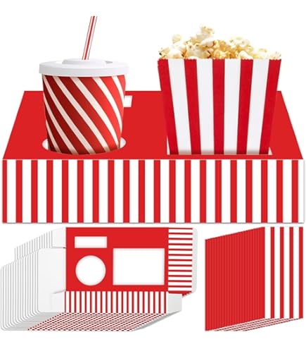 48-Piece Movie Night Party Supplies - 24 Snack Boxes & 24 Food Trays, Disposable Paper Holders For Family Gatherings