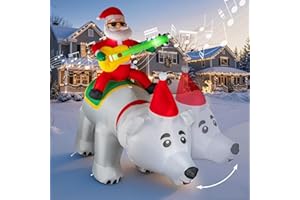 7FT Christmas Inflatable Santa Claus Riding Bear with Shaking Head and LED Lights,Christmas Blow up Yard Decorations with Rec