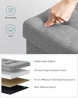Songmics Mazie Collection Storage Ottoman Cube 38 cm Light Grey LSF82GYX view 3