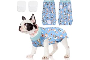 PEDOBI Dog Surgery Recovery Suit with 2Pcs Dog Diapers for Surgery Female Male Dogs, Pet Recovery Shirt Dog Abdominal Wound Bandages, Substitute E-Collar & Cone, Prevent Licking Dog Surgery Suit Blue L