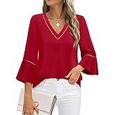 Timeson Women's Business Casual Tops 3/4 Sleeve Dressy Blouses Office Work Shirts