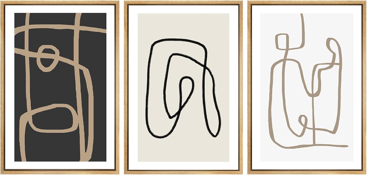 Wall Décor - SIGNWIN Framed Canvas Print Wall Art Set Pastel Geometric Line Polygons Abstract Shapes Illustrations Modern Art Decorative Boho Relax/Zen Nordic for Living Room, Bedroom, Office - 16