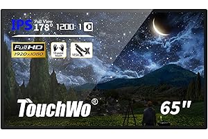 TouchWo 65 inch Interactive Touchscreen Monitor, Smart Board with 16:9 Display 1080P, Android 11 All-in-One Touchscreen Electronic Whiteboard for Office and Classroom, RAM 2G & ROM 16G
