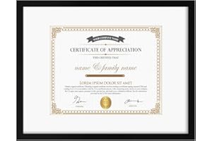 Hoikwo 8.5x11 Certificate Frame Black Plastic Frame with Plastic Cover, Display Pictures Awards 6x8 with Mat or 8.5x11 Without Mat, 1 Pack 8.5 by 11 Document Frame for Wall Hanging and Table