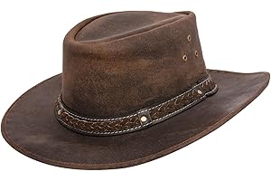 Cowboy Aussie Real Leather Australian Western Outback Bush Hat