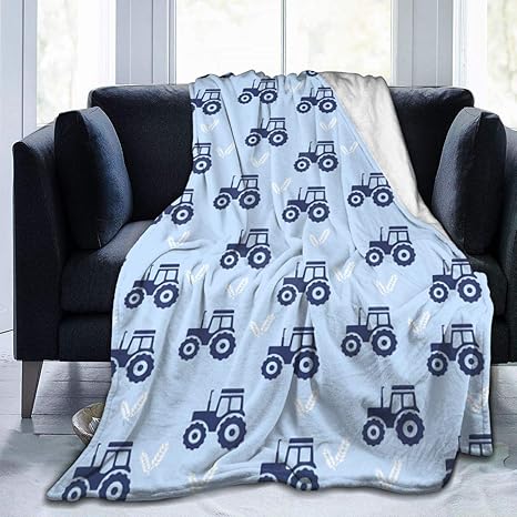 Amazon Com Diyab Tractor Wheat Light Blue Throws Blanket Super Soft Fleece Blanket All Season For Sofa Couch Bed 60 X 50 Inch Home Kitchen