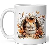 Hamster Ceramic Coffee Mug 11oz Cute Rodent Pet Souvenir - Tea Coffee Mug with Comfortable Grip - Unique Animal Gift Cup for Office or Home - Vibrant Long-Lasting Print ID44991