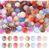 KISSITTY 120pcs Frosted Resin Round Beads 8mm Gradient Color Loose Spacer Beads Bulk for DIY Crafts Necklaces Bracelet Earrings Women Jewelry Making Supplies 8 Styles