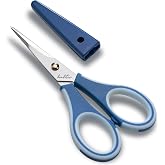 Beaditive Precision Craft Scissors - Ultra Sharp Stainless Steel Blades &amp; Non-Slip TPR Handles - Adult &amp; Kid Scrapbooking Scissors With Safety Cap For Home, Office, School (Blue)