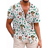 Corkifux Mens Hawaiian Shirt Funny Holidays Vacation Party Button Down Short Sleeve Shirts