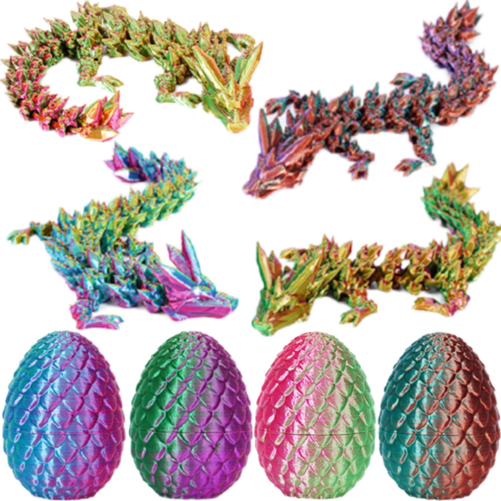 Photo 1 of 4Pcs 3D Printed Dragon Eggs with Dragon Inside Articulated Animals Cool Crystal 3D Print Dinosaur Toy Dino Eggs for Boys Girls Home Decor
