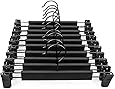 Pants Hangers Skirt Hangers,20 Packs Black Plastic Dress Trousers Hanger with Non-Slip Big Clips and 360 Rotatable Hook