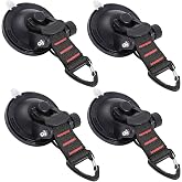 CONBOLA Suction Cup Hooks Heavy Duty 4 Pieces Car Camping Essentials Upgraded Tie Down Suction Cup Camper Accessories with Securing Hook Strong Power for RV Boat Window Glass Camping Trap.(4 pcs)