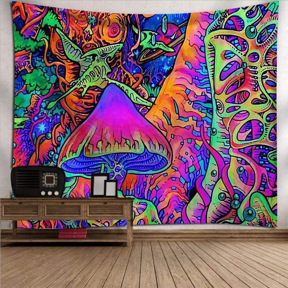 MWTWM Tapestry Wall Hangings, Psychedelic Hippy Trippy Boho Colorful Mushrooms Forest Wall Tapestries, Room Decor Art Print Fabric For Living Room Bedroom,150×100_cm
