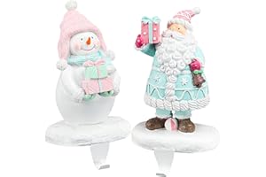 Fonder Mols Stocking Holders for Mantle, Christmas Stocking Holders Fireplace Hanger Hooks Metal Grips Clips for Holiday Home Decorations (Santa Snowman)