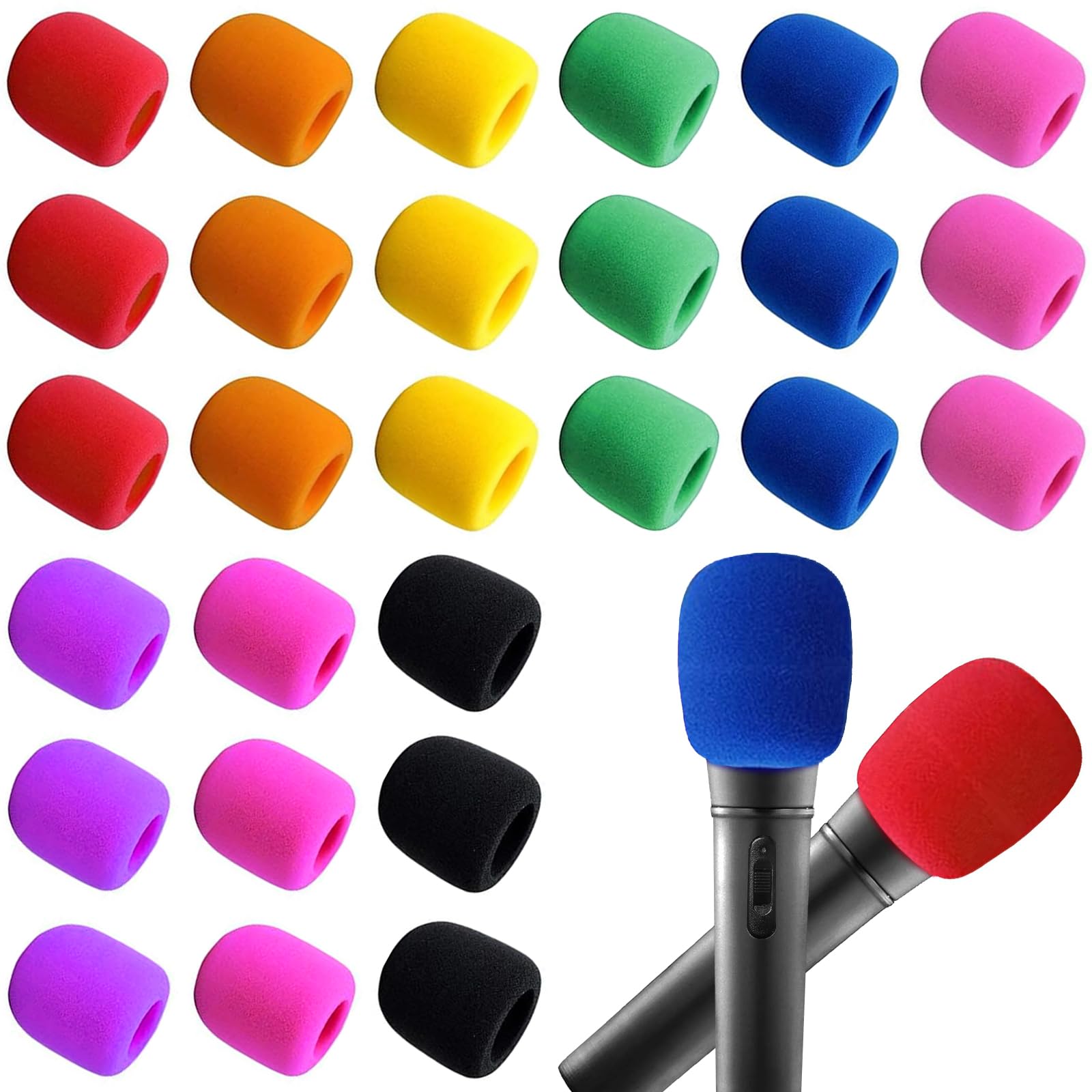 TTYSHIP® Pack of 27 Microphone Wind Protection, Universal Microphone Foam, Windscreen Microphone Colourful Microphone Protection for KTV Stage Performance (9 Colours)