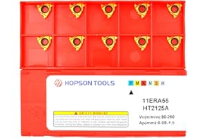 Hopson tools 11ERA55 Threading Carbide Insert - 55° External Partial Profile, CNC Lathe Tool for Steel, 10 PCS