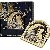 Dizdkizd Cute Metal Binder Clips, Journal &amp; Planner Page Clamps | Vintage Brass Finish Cat &amp; Moon Design Page Holders, Fits A5 &amp; A6, Ideal for Traveler's Notebook, Small Decorative Book Clamp