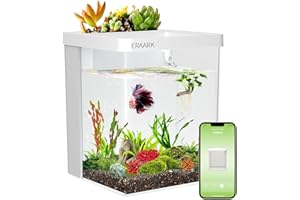 ERAARK 1.5 Gallon Betta Fish Tank self Cleaning, Smart Aquarium kit, Fish Tank with Filter LED Light, Water Pump, Fish Tank Starter Kits, Fish Bowl