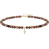 SOFYBJA Tiger Eye Beaded Necklace Green Malachite Beads Choker Necklace Gold Star Zircon Pendant Necklace Women Chakra Healing Gemstone Jewelry Amulet Gifts