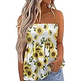 FRMUIC Womens Tube Tops Pleated Stretch Strapless Tanks Top Backless Sexy Casual Bandeau Top Summer Tunic Tanks Blouse Shirt
