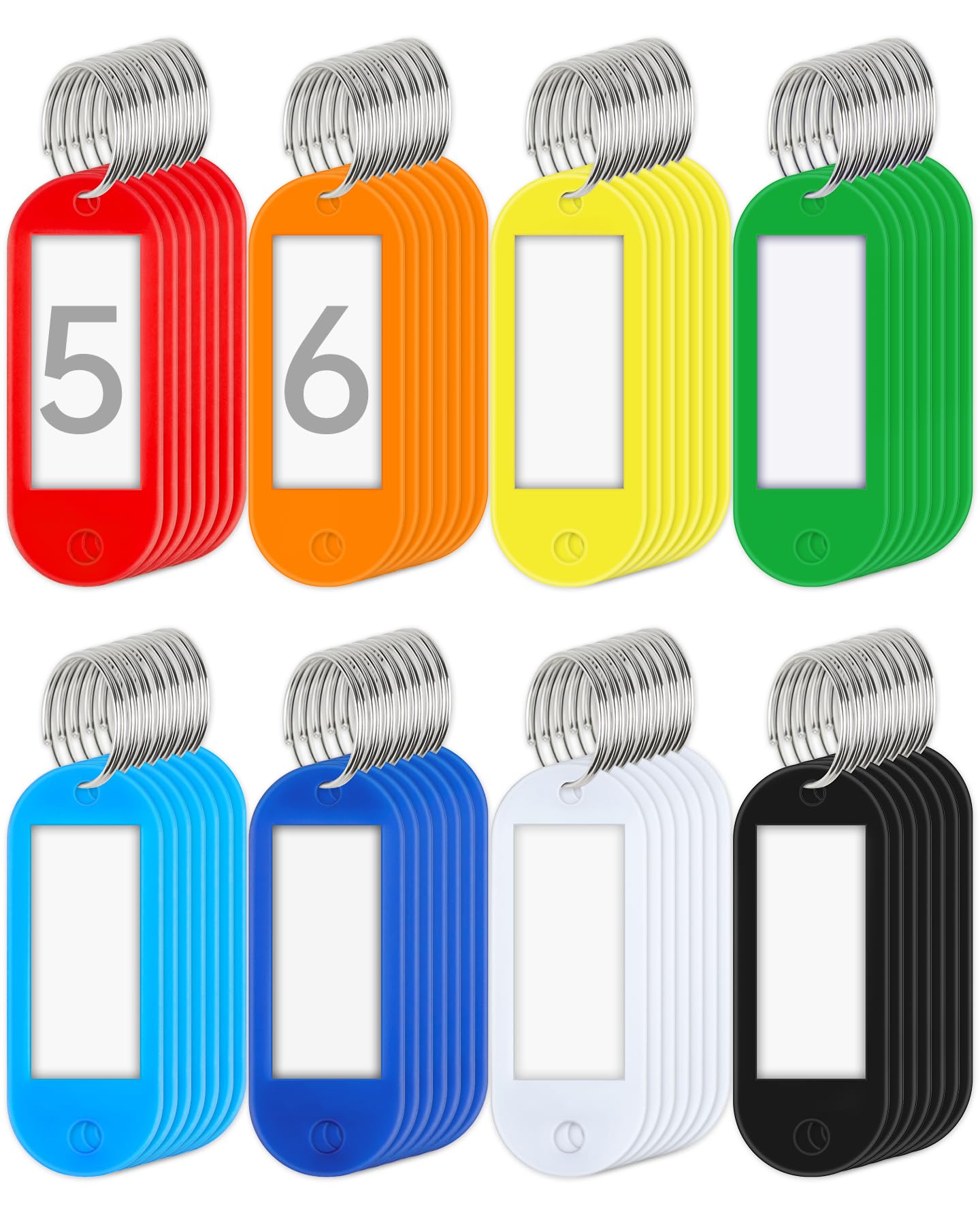 Photo 1 of Teskyer 56 Pack Plastic Key Tags with Key Chain Ring, Writeable Key Label Tags - 8 Colors