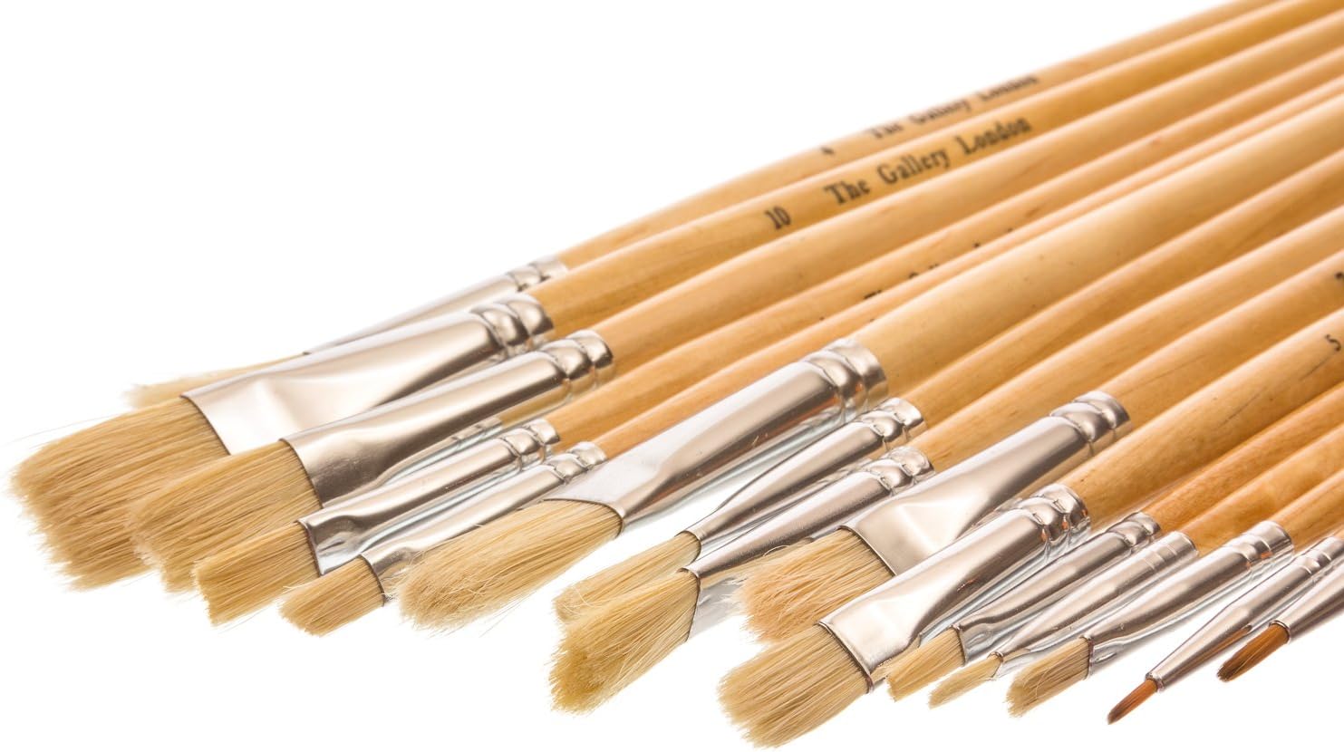 The Gallery London Natural Bristle Hair Artist Oil & Acrylic Paint Brushes (15 Piece Set) in Zip Case