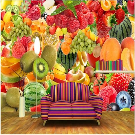 Amazon 装飾壁画ステッカー カスタム任意のサイズの壁紙3d新鮮なフルーツ壁画レストランカフェフルーツ店の背景の壁の装飾現代 壁画ウォールペーパー 280x0cm 壁紙