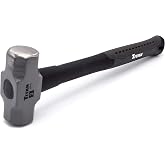 Titan 63000 3lb Sledge Hammer, Forged Steel Head, Overstrike Protection | Sledgehammer with 16" Shock Absorbing Fiberglass Handle with Textured Grip