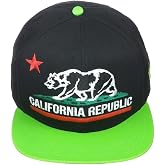 Leader California Republic Bear Logo Flat Brim Adjustable Snapback Hat Cap