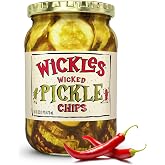 Wickles Pickles Wicked Pickle Chips (6 Pack) - Sweet &amp; Spicy Garlic Pickle Slices - Hot Pickle Chips - Slightly Sweet, Definitely Spicy, Wickedly Delicious (16 oz Each)
