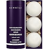 Lavender Bath Bombs Skin Nourishing Moisturize Niacinamide Serum Lavender Blueberry Fig Luxury Fizzing Spa Bubble Bath Gift Set for Sensitive Skin Stress Relief Relaxation Gift Birthday Christmas