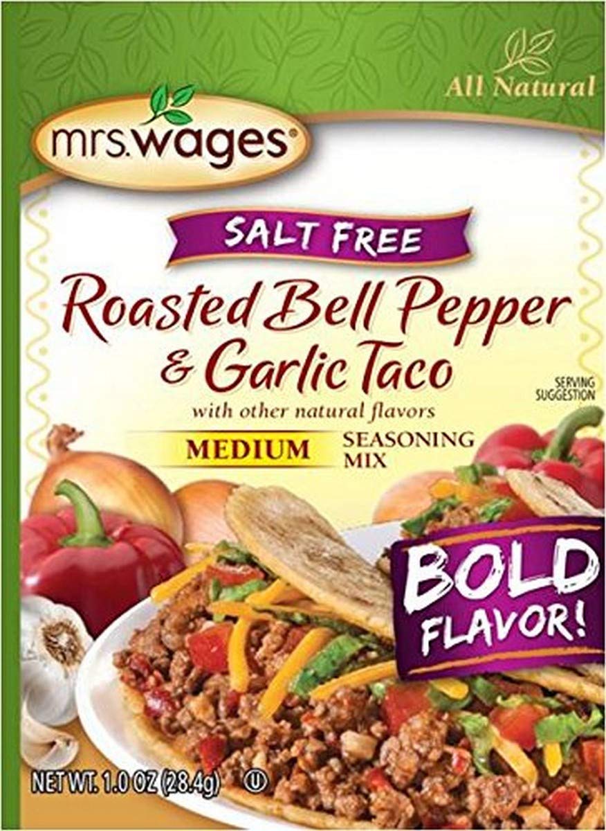 Mrs. Wages Salt Free Fire Roasted Tomato and Toasted Onion Taco Seasoning Mix (VALUE PACK of 12)