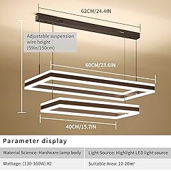 Modern LED Chandelier, Double Rectangles Ceiling