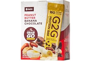 G2G Protein Bar, Peanut Butter Banana Chocolate, Healthy Snack, Delicious Meal Replacement, Gluten-Free, Clean Ingredients, Refrigerated for Freshness, 8 Count (Pack of 8)
