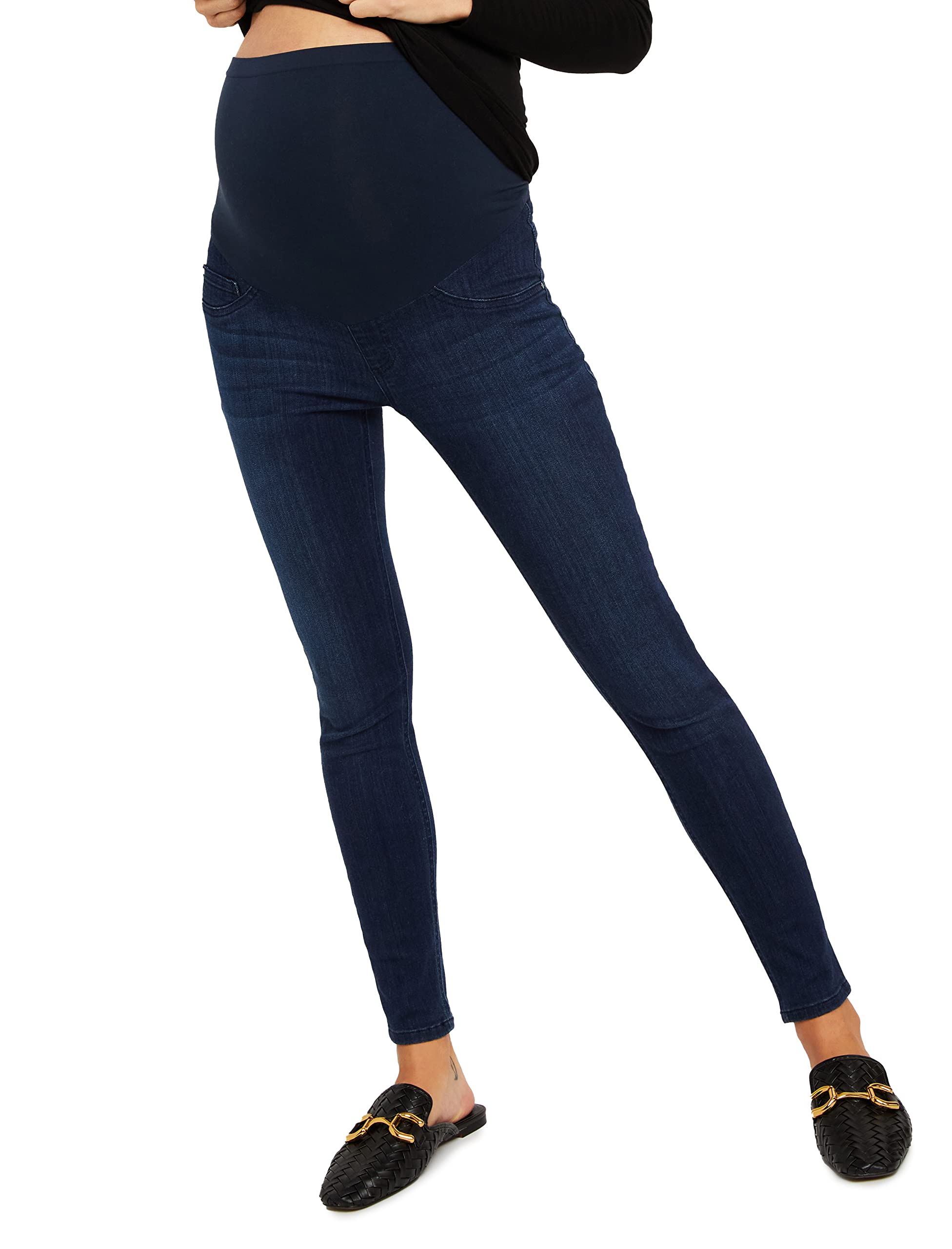 Photo 1 of Motherhood Maternity Women's Maternity Indigo Blue Super Stretch Secret Fit Belly Skinny Denim Jean, Dark wash, Large