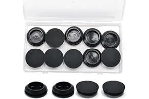 BOPOREAE 10 Pcs 25 mm Silicone Rubber Plugs Snap in Locking Hole Plugs for 25-27 mm (1"-1-1/16") Round Holes, Flush Type Rubber Stoppers, Flexible Tube Pipe End Caps Covers, Waterproof Sealing Plugs, Black