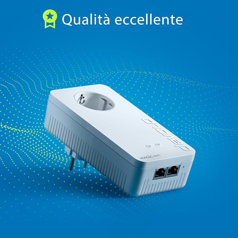 Magic 2 WiFi 6 next Starter Kit, adattatore Wi-Fi Powerline, fino a 3.000 Mbps, presa Wi-Fi, 2 porte LAN Gigabit, bianco