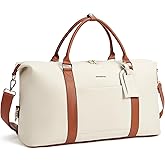 BOSTANTEN Weekender Bags for Women Leather Duffle Bag for Travel Overnight Duffel Carry on Large Tote with Trolley Sleeve and Luggage Tag