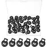PATIKIL Round Cord Lock, Plastic Single Hole Spring Loaded Toggle Stoppers Adjustable Sliding Draw String Clip Ends Clamp