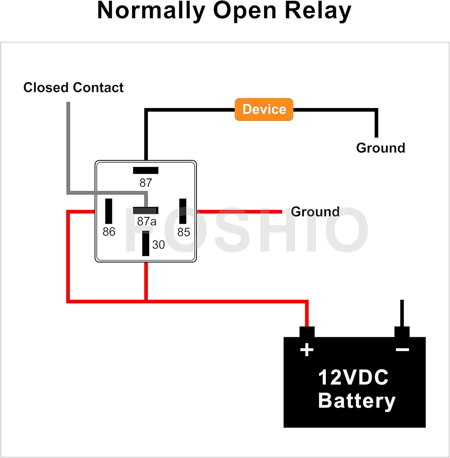 FOSHIO Auto Start Relay Heavy Duty Split Charge Relay Switch 12V 200A SPST 4pin Relay with Terminals and Wire Connection Lug: Automotive
