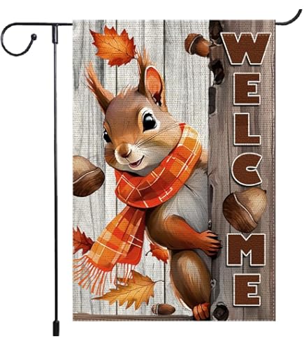 Decoración De Otoño – Decoración De Otoño – Bandera De Jardín De Otoño De Calabaza De Bienvenida Con Doble Cara – 12 X 18 Pulgadas, Banderas De Arpillera A Cuadros De