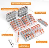 flintronic 80Pcs Wire Connectors 2 Pin Peel-free Push-type Quick Splice 18-22AWG view 3